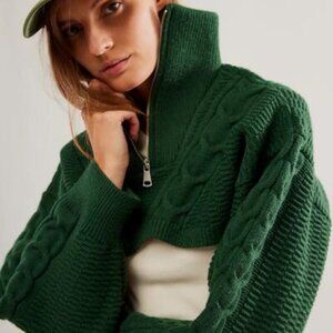 NWT Free People Quarter Zip Cable Bolero